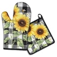thumbnail image 1 of Sunflowers with Bee on Buffalo Background Kitchen Oven Mitt and Pot Holder Sets 2 Pcs for Baking, Cooking and Grilling, Heat Resistant Up To 392 °F, 1 of 7
