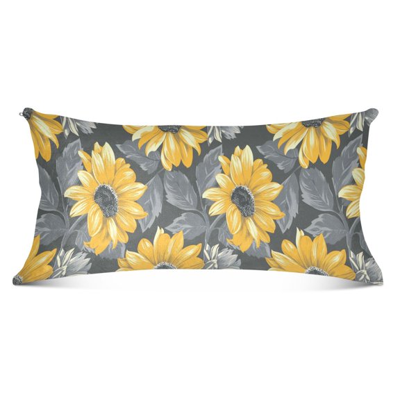 Sunflowers with Leaves Plush Pillow Cases Body Size Ultra Soft Warm Pillowcases with Zipper 20"x54"
