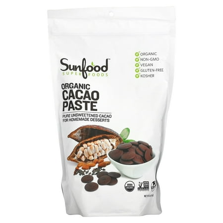 Organic Cacao Paste, 1 lb (454 g), Sunfood