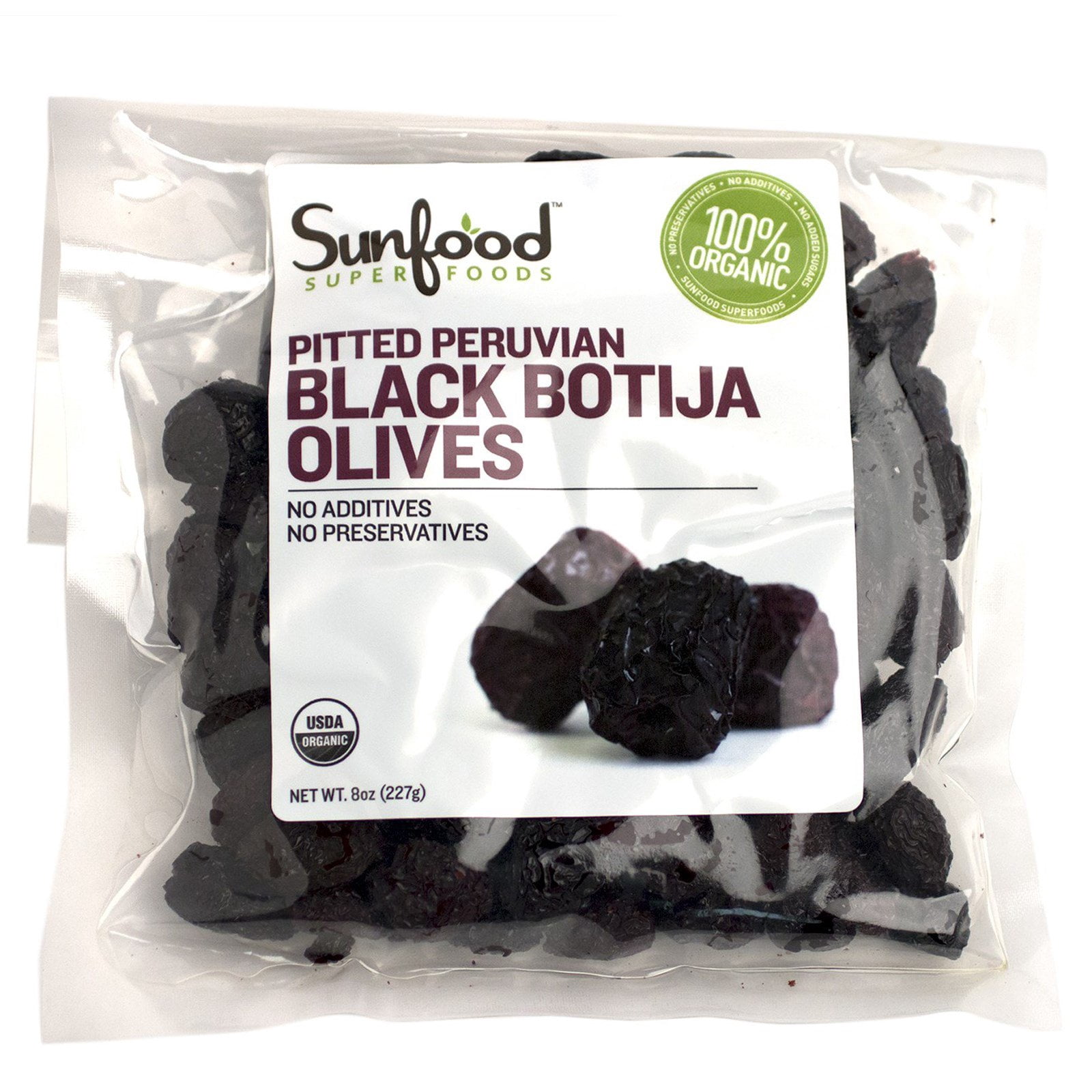 Sunfood Superfoods Raw Pitted Black Botija Olives, 8 oz, Rich Flavor ...