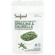 Sunfood Superfoods 2-in-1 Spirulina & Chlorella Tablets for Immune Support, 2 Oz