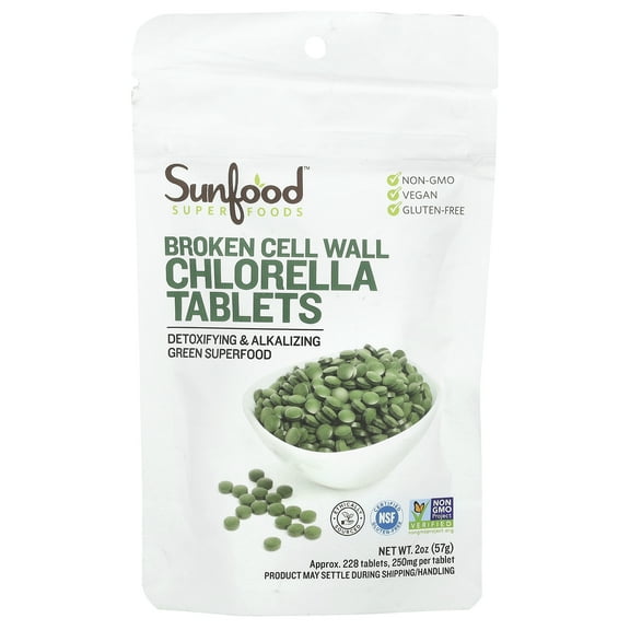 Sunfood Superfoods Chlorella Tablets, 2.0 Oz