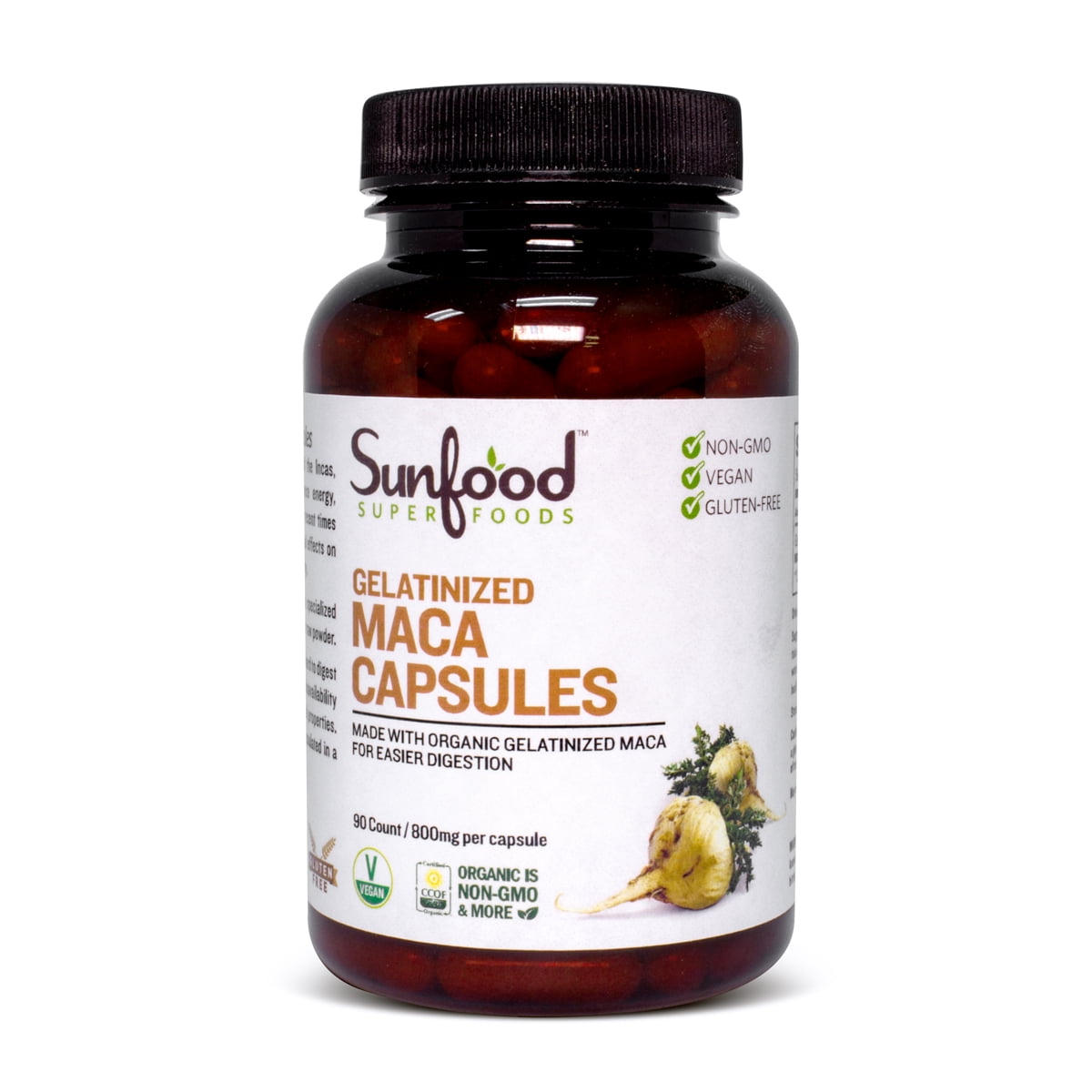 Sunfood Superfoods Gelatinized Maca Capsules, 90 Ct