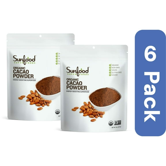 Sunfood Superfoods Organic Cacao Powder 8 oz (Pack Of 6)