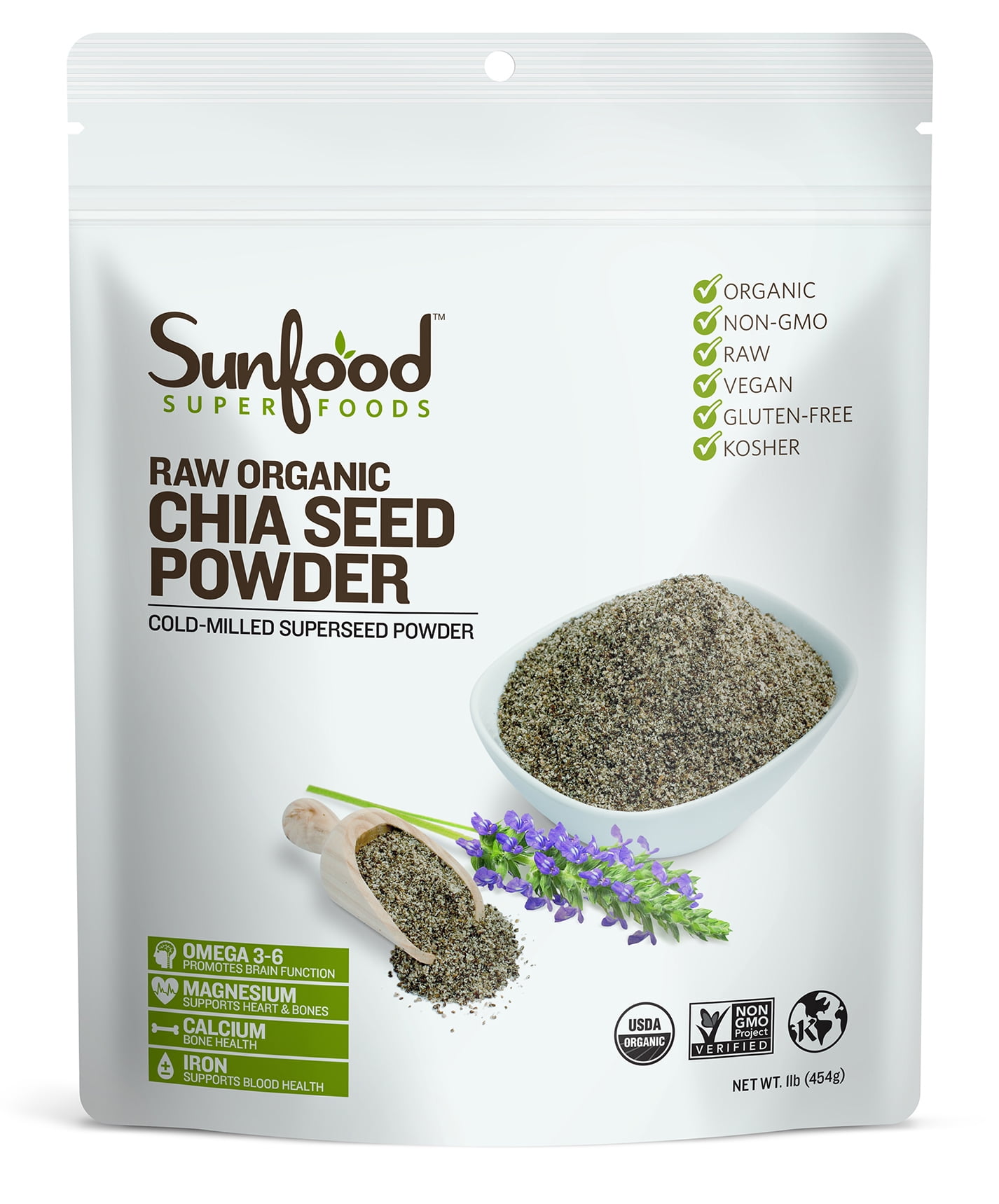 Sunfood Superfoods Organic Chia Seed Powder, 1.0 Lb