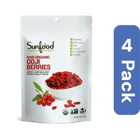 Sunfood Superfoods Organic Goji Berries 8 oz (Pack Of 4)