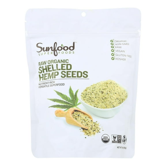 Sunfood Superfoods Organic Hemp Seeds 1 lb (Pack Of 2)
