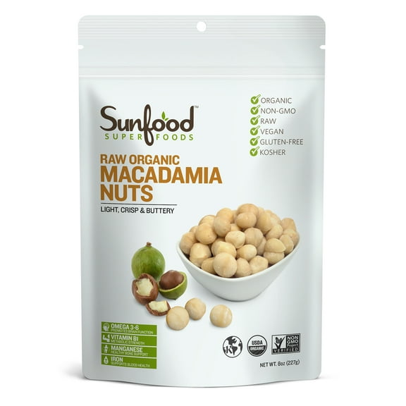 Sunfood Superfoods Organic Macadamia Nuts, 8.0 Oz