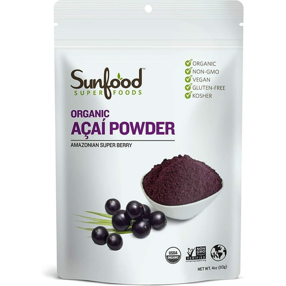 Sunfoods Superfoods Raw Organic Acai Berry Powder Superfood with Antioxidants, 4 oz