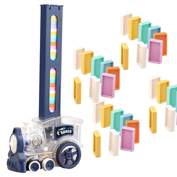 Sunforu 200PCS Domino Train Toy Set for Kid Age 3-8, Automatic Dominoes Building Stacking Toy with Rocket Launcher & Airplane, Montessori Educational Birthday Gift for Boy Girl