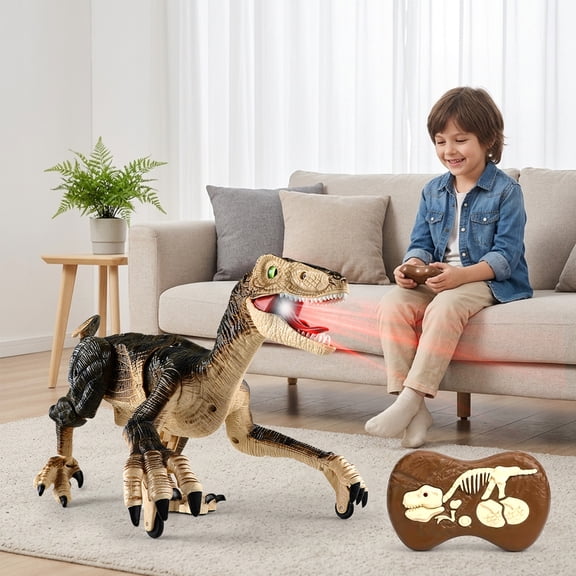 Sunforu Remote Control Walking Dinosaur Toy with Roaring Sound and LED LightsRealistic Interactive Robot Model for Kids Aged 6+ Ideal Gift for Birthday or Christmas
