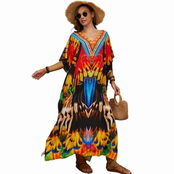 Sunforyou Caftans for Women Plus Size Loungewear Summer Kaftan Dresses Lightweight Coloful Moo Moos for women