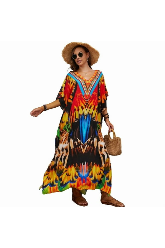Caftans for Women Plus Size Loungewear Summer Kaftan Dresses Lightweight Coloful Moo Moos for women