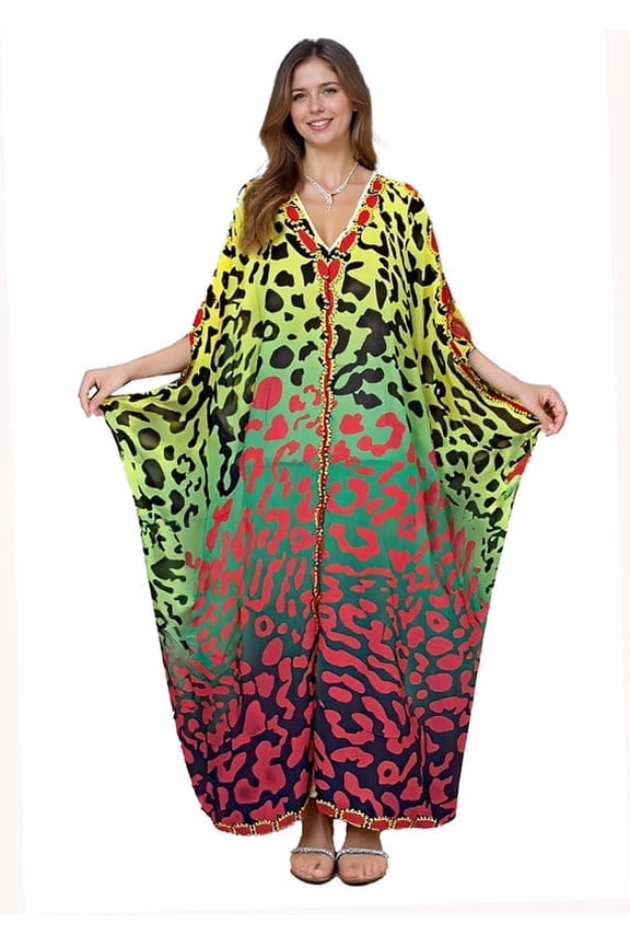 Chiffon Kaftan Dresses Plus size Swimsuit Coverup 2026 Summer Moo moo Dress for Women Caftan Loungewear