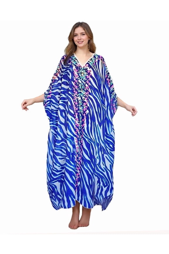 Chiffon Kaftan Dresses Plus size Swimsuit Coverup 2026 Summer Moo moo Dress for Women Caftan Loungewear