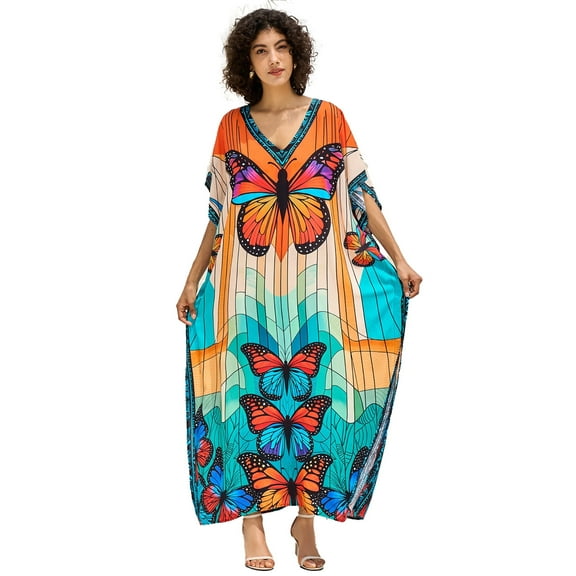 Sunforyou Kafan Dresses for Women Moo Moos Bathing suit Cover up Plus size Caftans Loungewear