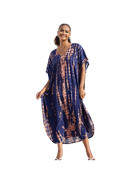 Kaftan Dresses for Women Plus Size Swimsuit Cover up Caftans Vneck Moo moo Dresses Loose Loungewear