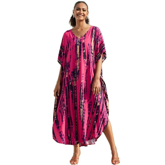 Sunforyou Kaftan Dresses for Women Plus Size Swimsuit Cover up Caftans Vneck Moo moo Dresses Loose Loungewear