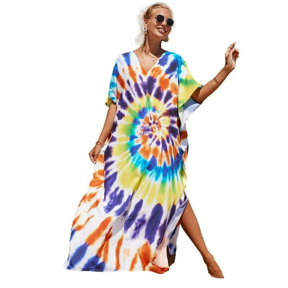 Sunforyou Plus Size Caftans Loungewear Kaftan Dresses Lightweight Tie Dye Moo Moos for Women