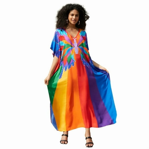 Sunforyou Plus Size Caftans Loungewear Kaftan Dresses Swimsuit Cover up Lightweight Moo Moos for Women