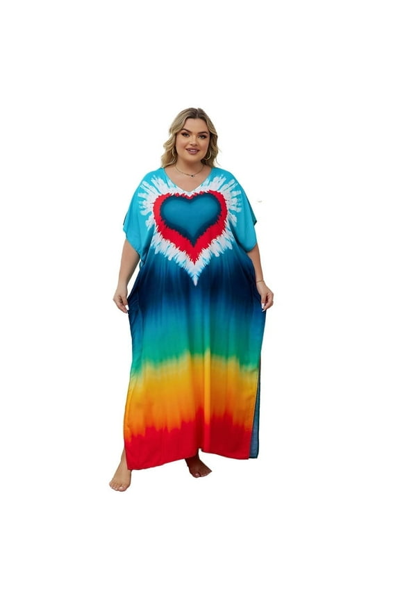 Women Print Kaftan Dresses Plus Size Swimsuit Coverup Summer House Dress Caftan Loungewear