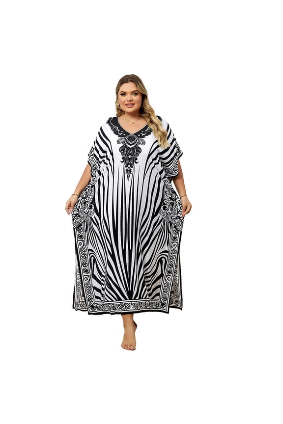 Women Print Kaftan Dresses Plus Size Swimsuit Coverup Summer House Dress Caftan Loungewear