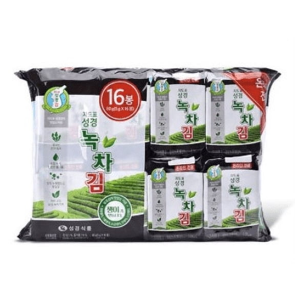 Sung Gyung Seasoned Roasted Seaweed Snack Green Tea Flavor | 16pcs