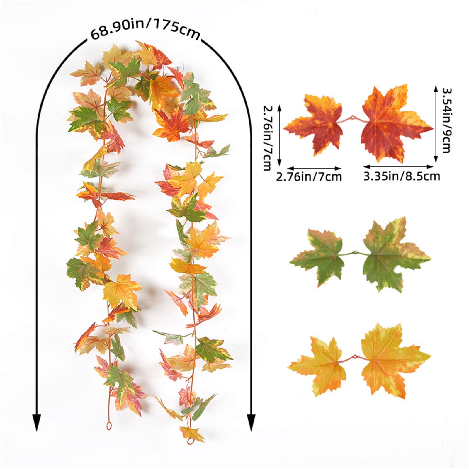 Sunggoko Fall Decor Total 5.74 FT Artificial Silk Maple Leaf Garland ...