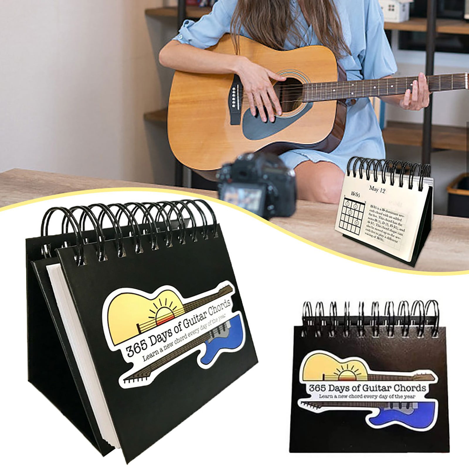 Sunggoko Portable Calendar Daily Guitar Chord Calendar Creative Gift