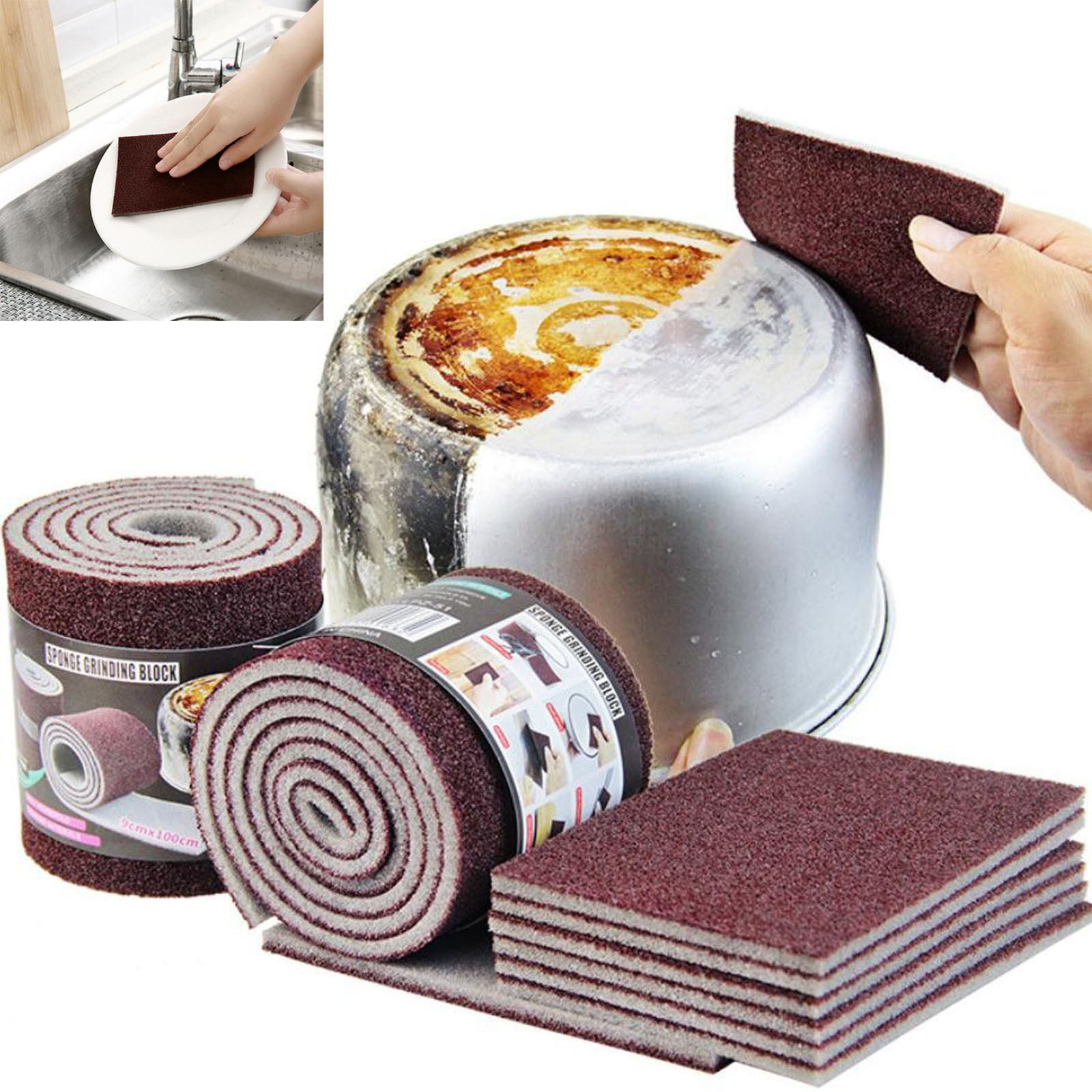 Sunggoko Sponge Kitchen Cleaning Wipe Dish Scrubbing Brush Pot And