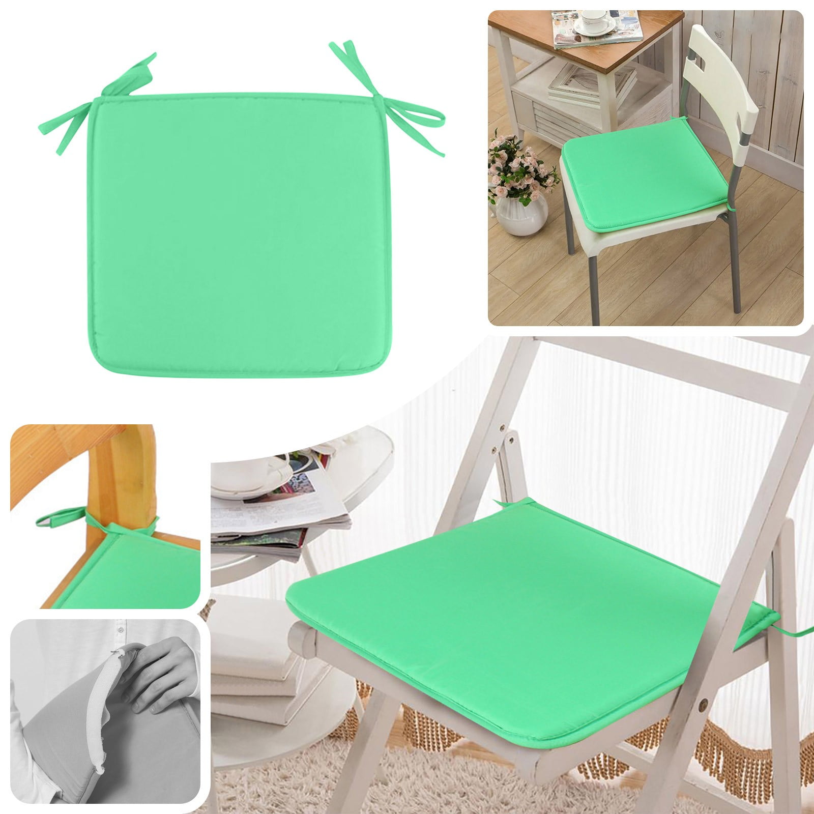 Sunggoko Thick Chair Cushions Square Strap Garden Chair Pads Seat