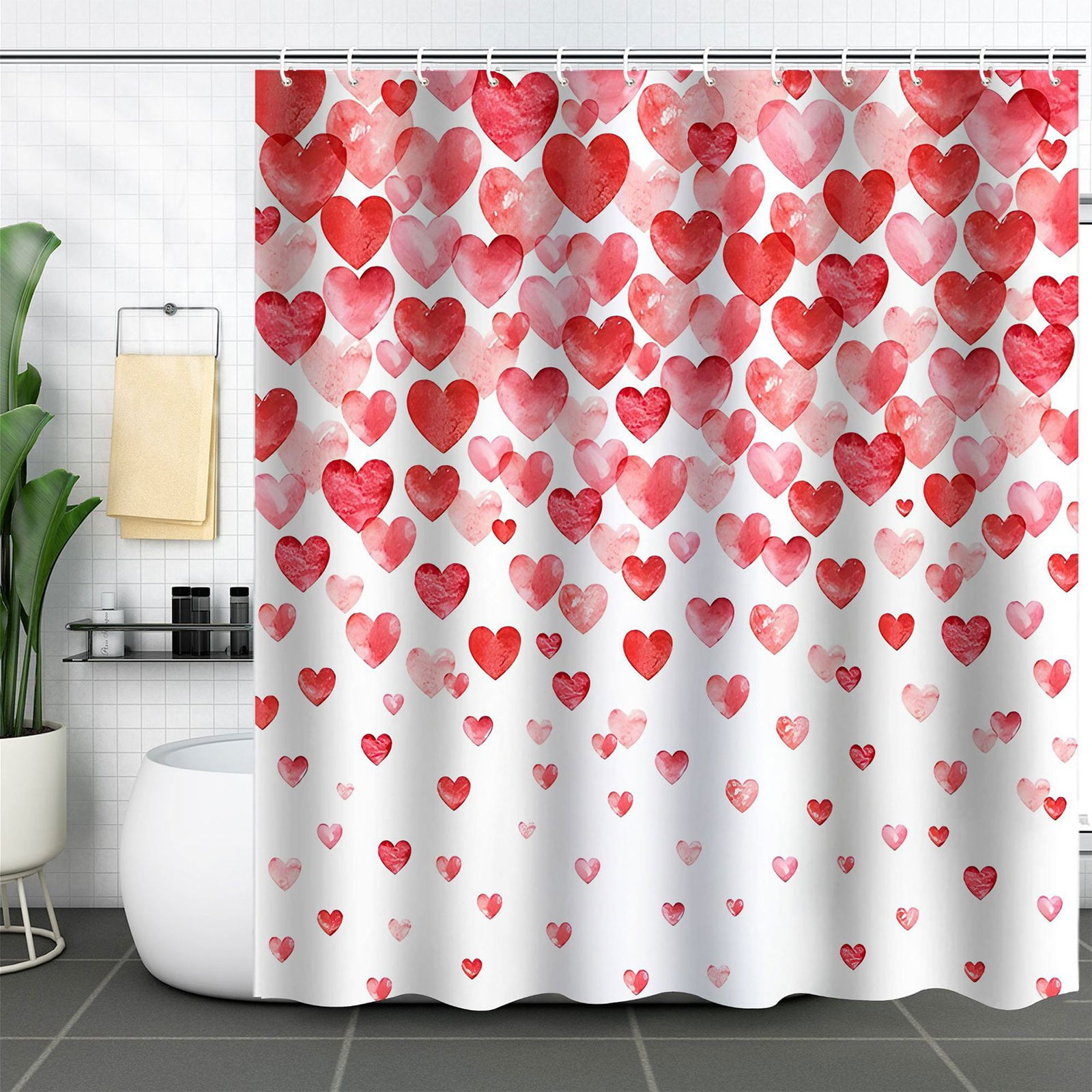 Sunggoko Waterproof Plastic Shower Curtain Cute Lightweight Valentine's