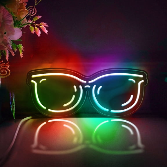 Sunglass Led Light Box, Dimmable Neon-Like Light Signs USB Power for Wall Decor Bedroom Decoration, Color Flow Effect (WxH) 16"x6"
