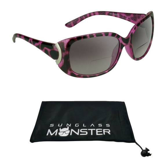 Sunglass Monster Women Bifocal Reader Sunglass Oversized Pink Animal Cheetah Pattern