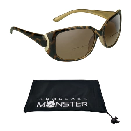 Sunglass Monster Women Bifocal Reading Sunglass Oversized Brown Animal Cheetah Pattern