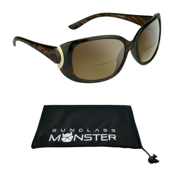 Sunglass Monster Women Bifocal Sunglass Reader Oversized Jackie-O Amber Lens Tortoise