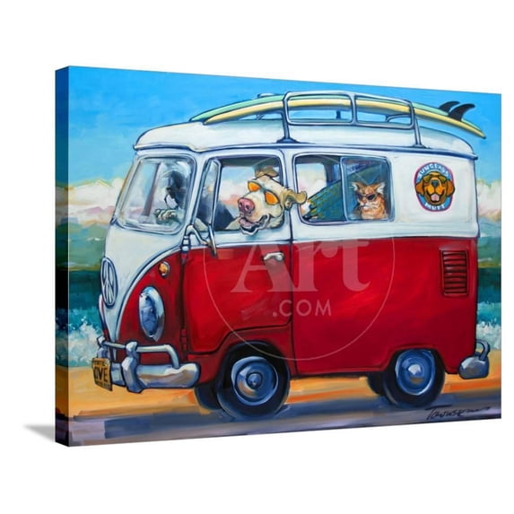 Sunglass Mutt, Animals Transportation Stretched Canvas Wall Art by Connie R Townsend Sold by Art.Com
