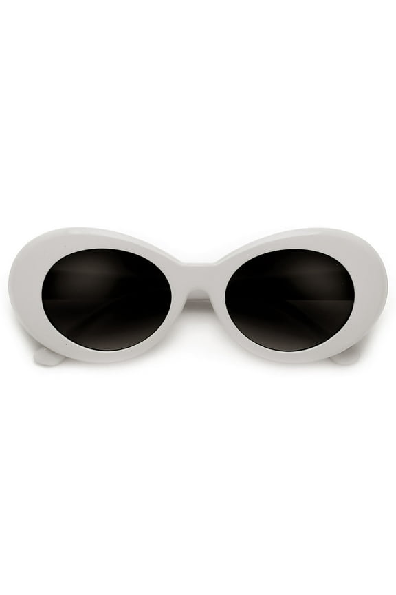 Unisex Oval Sunglasses with Microfiber, White