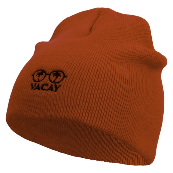 Sunglass Vacay Embroidered 8 Inch Short Beanie - Red OSFM