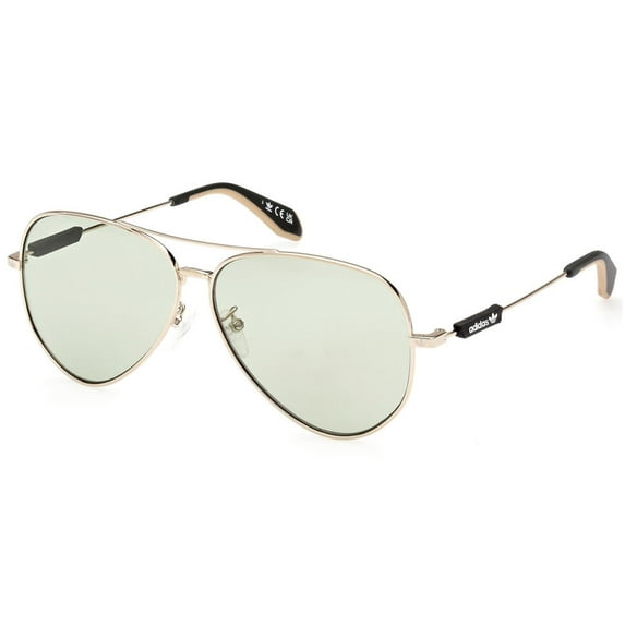 Adidas Originals Unisex Shiny Pale Gold-Tone Green Full Rim Sunglasses OR0085-28N-59