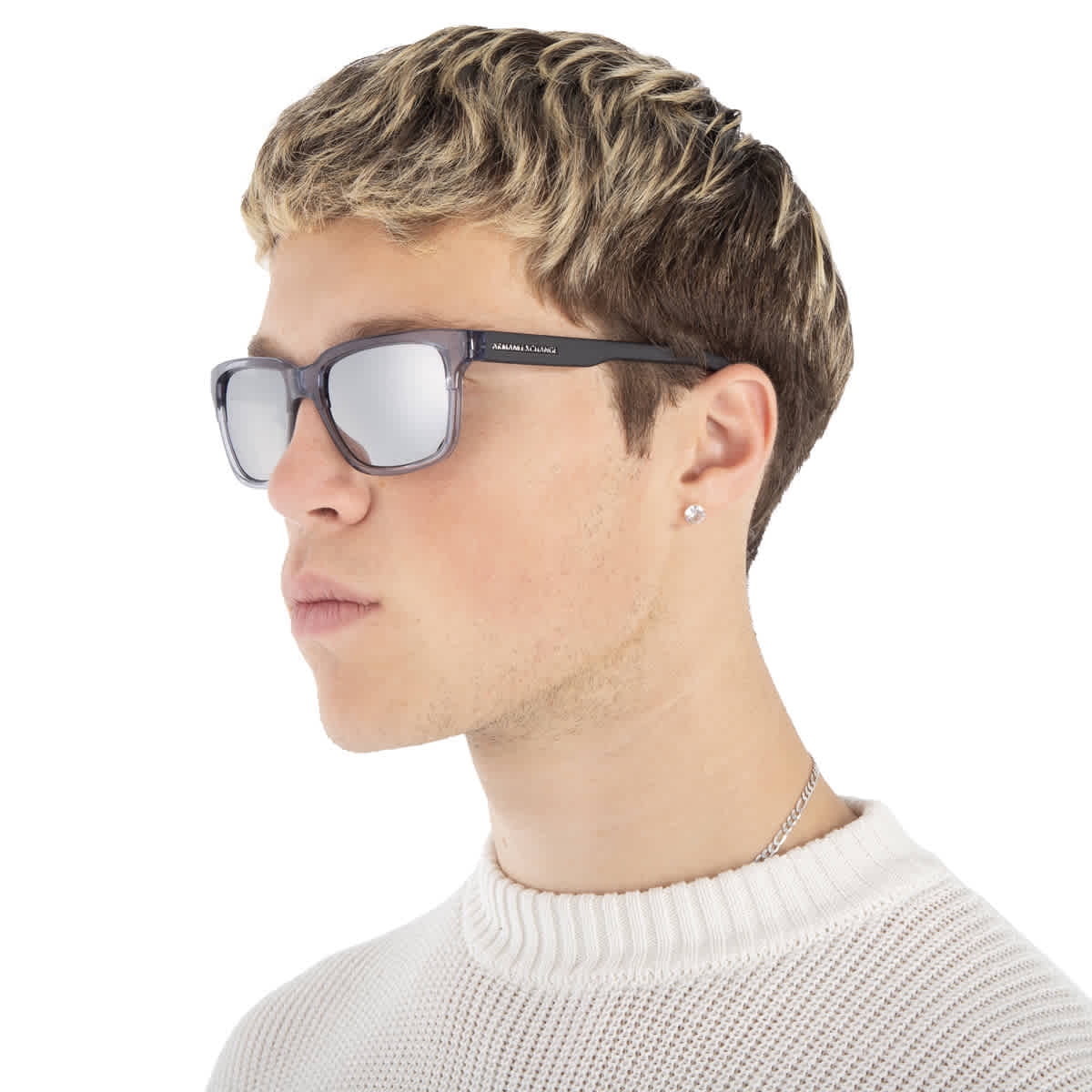 Armani Exchange Grey Mirrored Silver Square Unisex Sunglasses