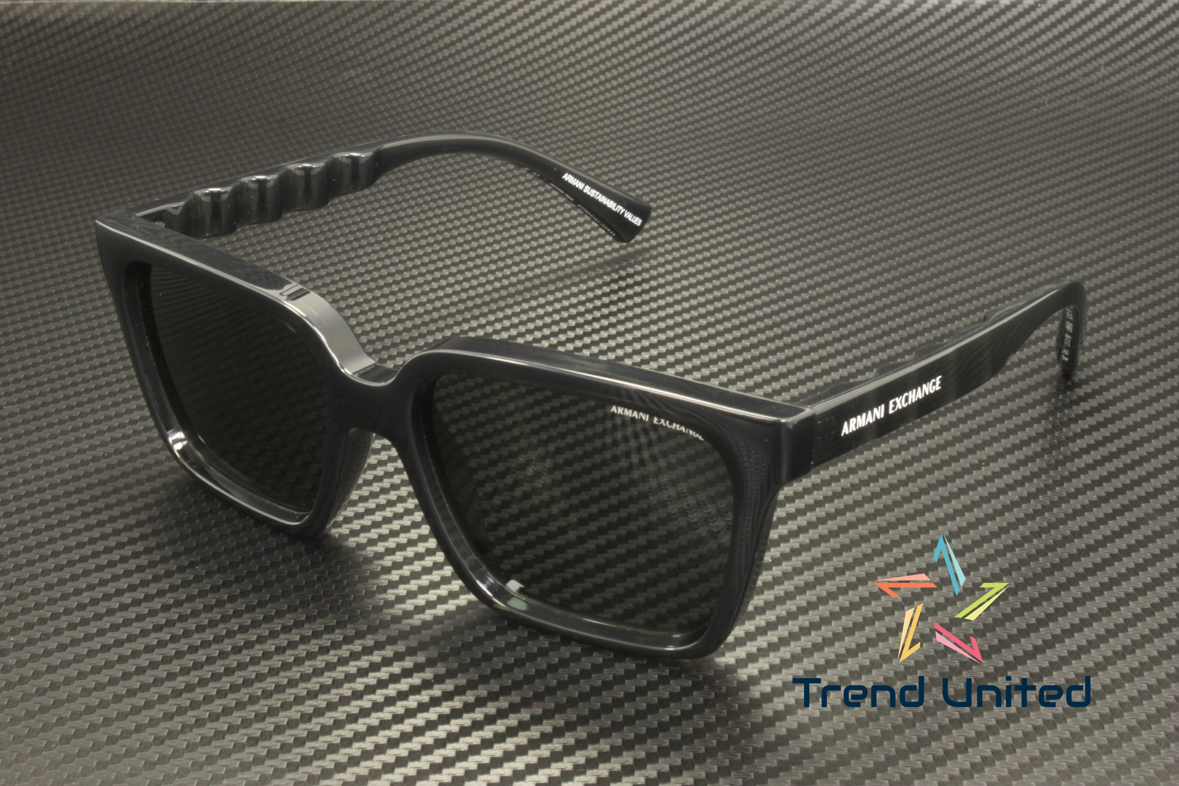 Armani Exchange AX 4147S Plastic Unisex Square Sunglasses Shiny