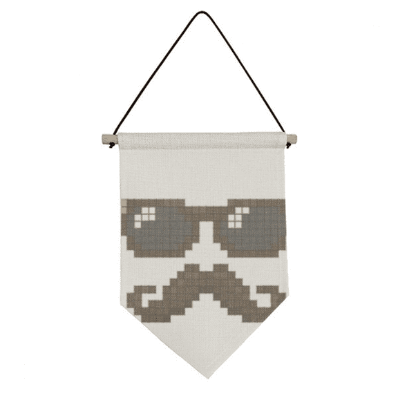 Sunglasses Beard Man Pixel Canvas Flag Hanging Wall Art Decor Banner