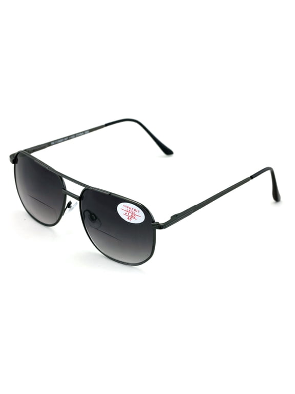 Sunglasses BiFocal Metal Aviator Reading Glasses - Spring Hinge Square Large Lens Reader Bi-Focal Outdoor Driving