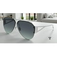 thumbnail image 1 of BOTTEGA VENETA BV1066S 001 Pilot Navigator Silver Blue 65 mm Women's Sunglasses, 1 of 7