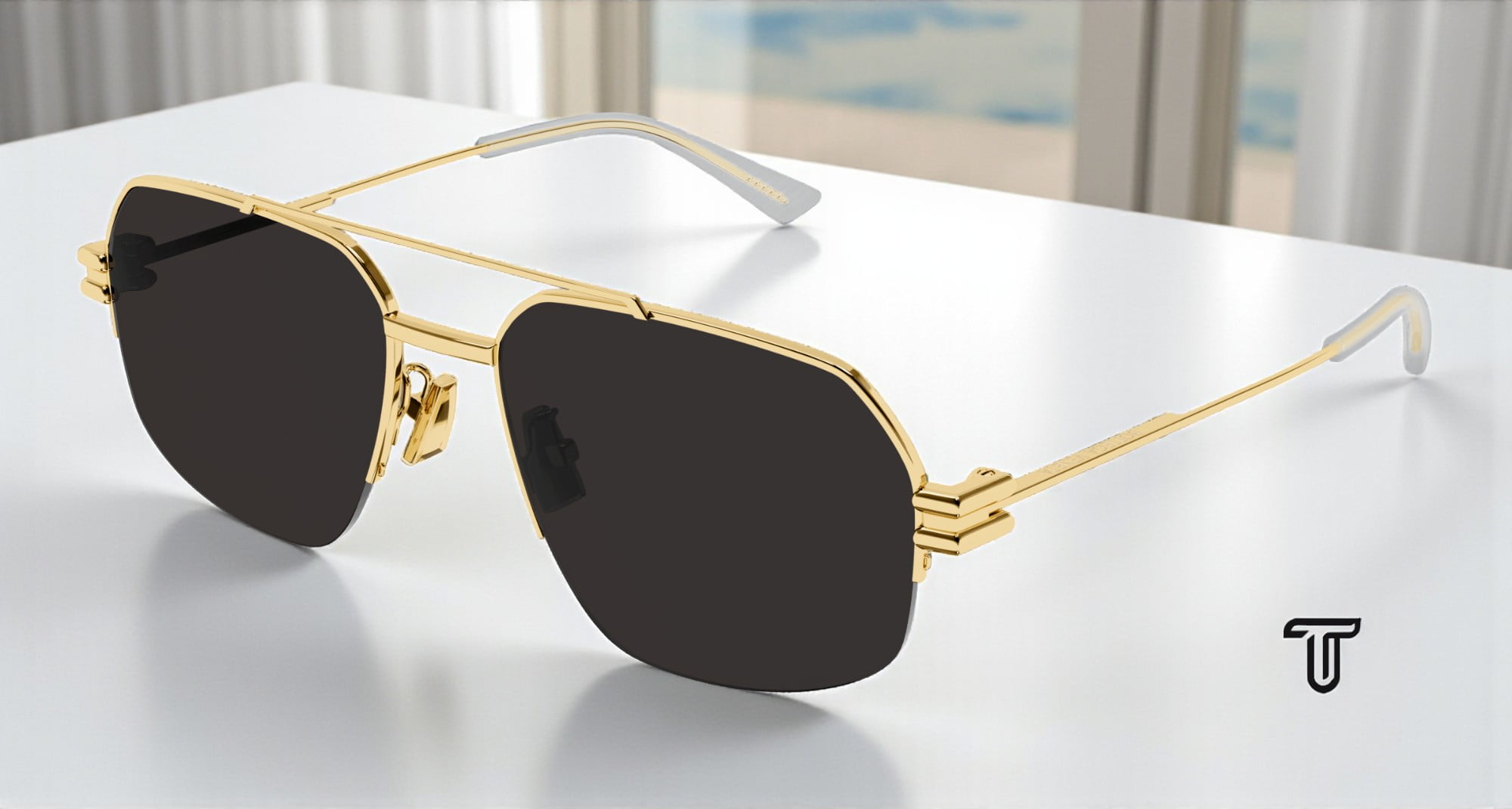 Sunglasses Bottega Veneta BV 1127 S- 002 Gold / Grey