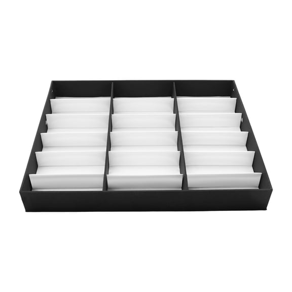 Sunglasses Box, 18-Compartment Sunglass Display Tray, Black and White Eyeglass Storage Organizer Box for Countertop Display