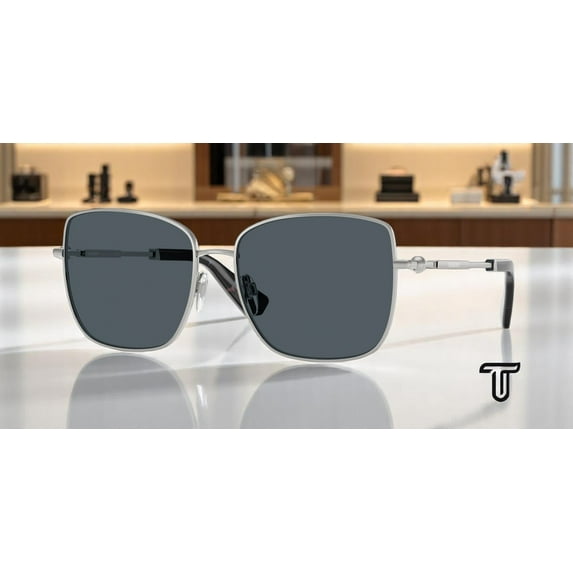 BURBERRY BE3158 135387 Silver Dark Grey 58 mm Women's Sunglasses