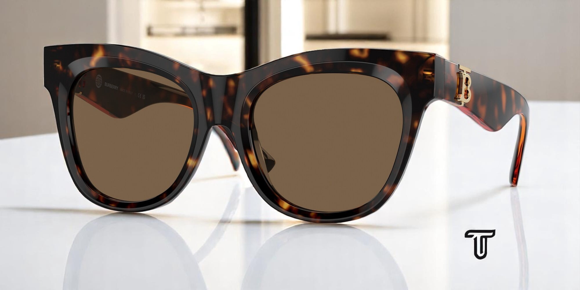Authentic Burberry Brown Tortoise Sunglasses.    BE4418 300273 Dark Havana Burberry BE4418 300273 Dark Havana Sunglasses for Woman  main image 3