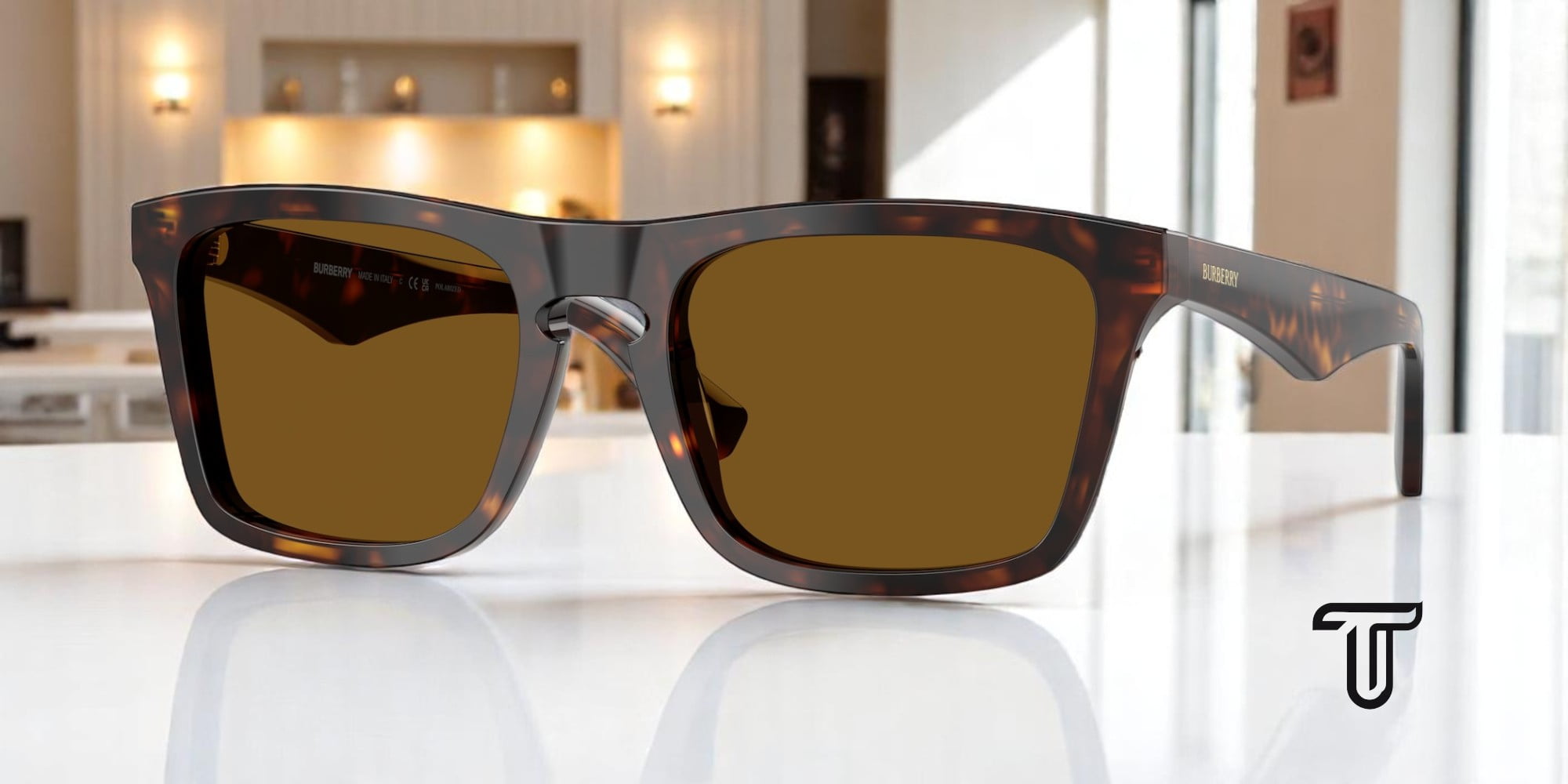 BURBERRY BE4434 300283 Dark Havana Dark Brown Polarized 57 mm Men's Sunglasses